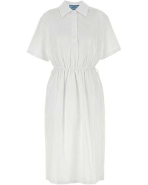 Prada Poplin Shirt Dress Cotton - White