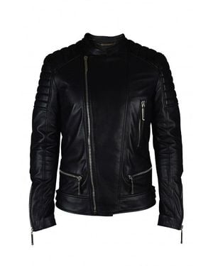 Philipp Plein Quilted Leather Biker Jacket - Black