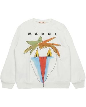 Marni Sweatshirt With Logo And Design - White