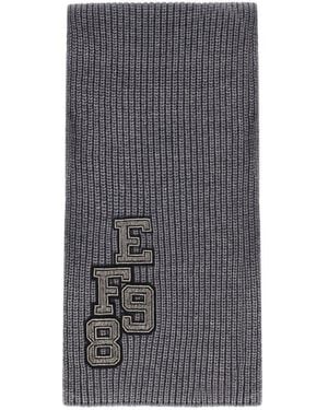 Elisabetta Franchi Steel Melange Ribbed Scarf - Gray