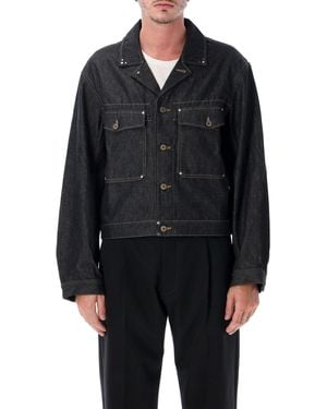Lemaire Studded Denim Trucker Jacket - Black