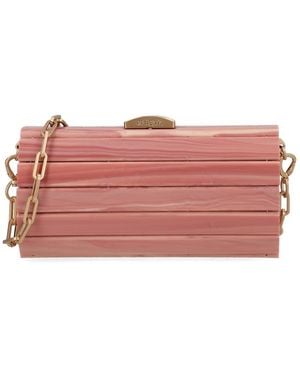 Cult Gaia Structured Acrylic Resin Clutch Bag With Chain Strap - Pink