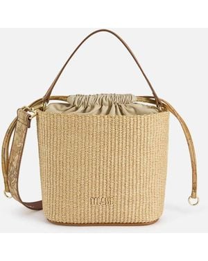 Alviero Martini Geo Bambù Raffia Shoulder Bag - Metallic