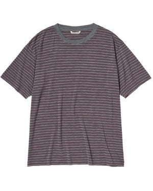 AURALEE Wool Striped T Shirt - Purple