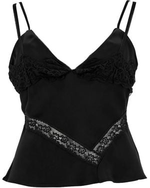 MSGM Lace V Neck Top - Black