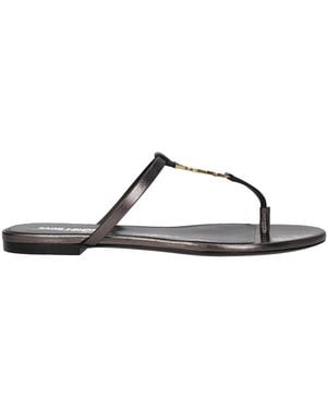Saint Laurent Leather Sandals/Bronze - Brown