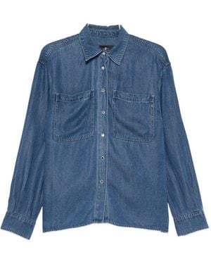 Seven7 Zeven Denim Katoenen Overhemd - Blauw