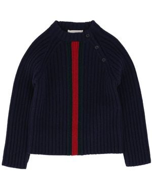 Gucci B L/S Mock Neck Wo Rib And Int - Blue