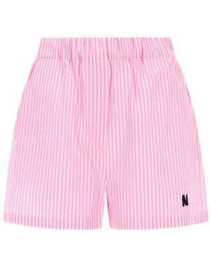 MSGM Cotton Stripes Shorts - Pink