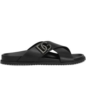 Dolce & Gabbana Dg Logo Sandalen Glijdt Sandalen - Zwart