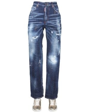DSquared² Relaxed Straight-Leg Jeans With Distressed Finish - Blue