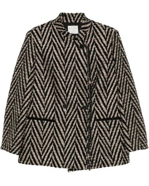 forte_forte Forte Chaqueta extragrande con chevrón Forte - Gris