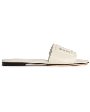 Dolce & Gabbana White Lear Slippers - Wit