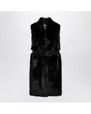 SWD by S.w.o.r.d. Belted Faux Fur Waistcoat - Black