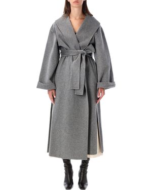 By Malene Birger Wool Wrap Coat With Tie Belt - Grey