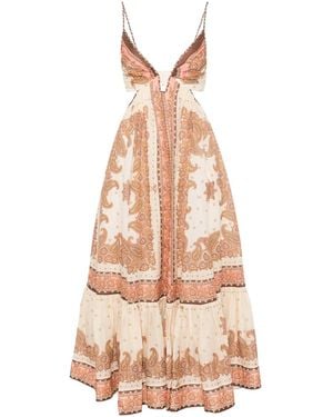 Zimmermann Maxine Plunge Long Dress - Natural