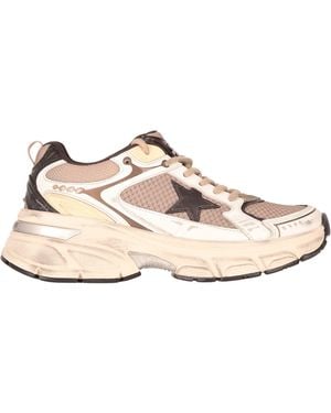 Golden Goose Lightstar Mesh-Obermaterial und Ferse aus Leder, Zehen- und Sporen-Tpu-Stern - Natur
