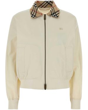 Burberry Style Cotton Jacket Blazer - Natural