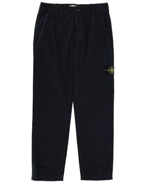 Stone Island Trousers With Logo Patch - Blue