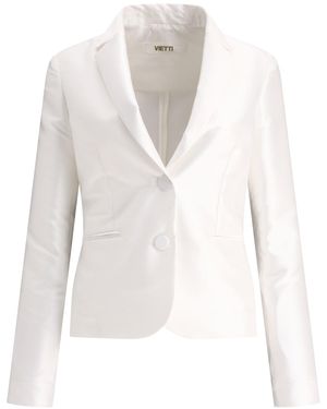 F.it Blazer à poitrine simple en satin - Blanc