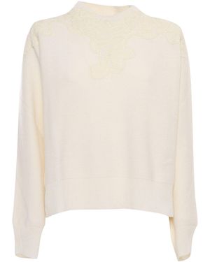 Ermanno Scervino Maglia C/Pizzo Con Ricamo - Natur