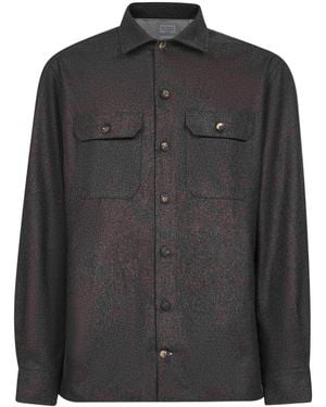 Brunello Cucinelli Wollhemd - Schwarz