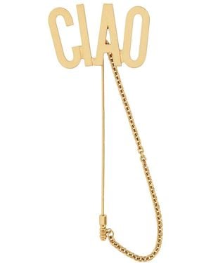 Moschino Tie Clip Hello Brass Brooches & Pins - Metallic
