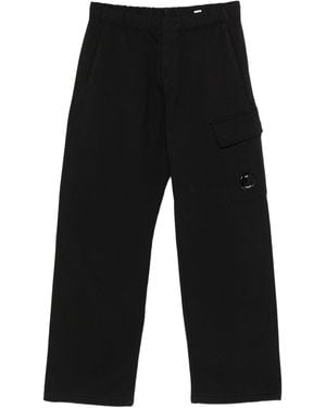 C.P. Company Pantalones de chándal de la compañía CP Pantra de carga en el vellón elevado diagonal - Negro