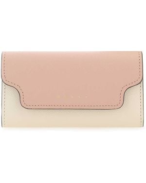 Marni Two Tone Leather Key Chain Case - Pink