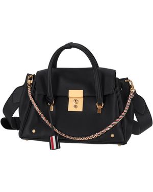 Thom Browne Bolso De Equipaje Suave Mrs. Thom Con Correa De Cuero Para El Hombro Y Cadena Tejida Rwb En Suave Grano De Guijarro - Negro