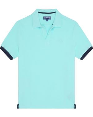 Vilebrequin Organic Cotton Polo Shirt With Contrast Trims And Embroidered Logo - Blue