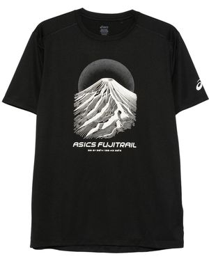 Asics Fujitrail Logo Ss Top - Schwarz