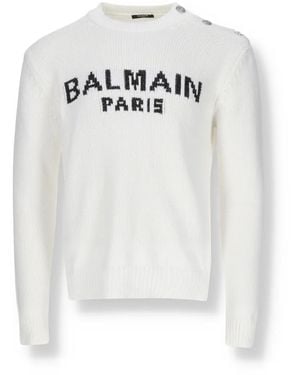 Balmain Pullover von Cotton Logo - Weiß