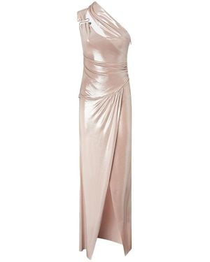 Pinko One-Shoulder Draped Dress With Side Slit - Natural