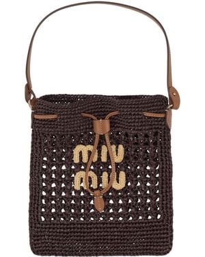 Miu Miu Crochet Net Bag - Black