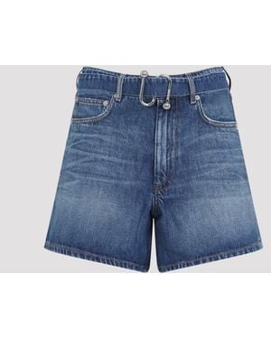 Sportmax Medio Vintage Cotton Fiesta Denim Shorts - Blue