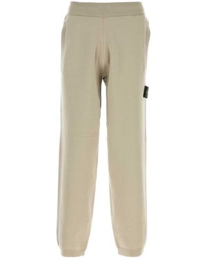 Stone Island Sage Wool Blend Joggers - Natural