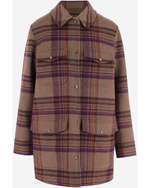 Woolrich Chemise en laine mélangée à motif à carreaux - Marron