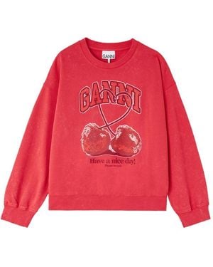 Ganni Cherry Organic Cotton Jumper - Red