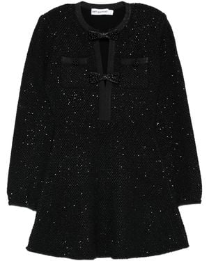 Self-Portrait Sequin Knit Mini Dress - Black