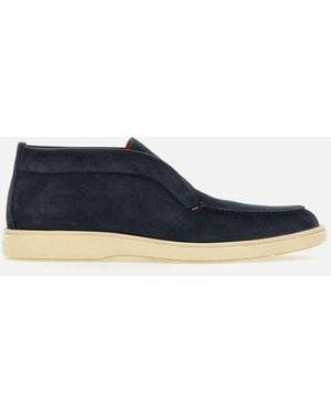 Santoni Herren Blaue Wildleder Mokassins