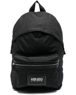 KENZO Graphie Schwarzer Canvas-Rucksack Mit Logo-Patch