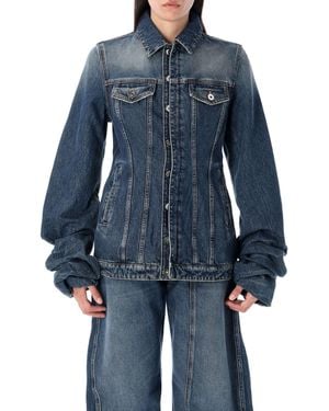 Jean Paul Gaultier Fitted Denim Jacket With Voluminous Sleeves - Blau