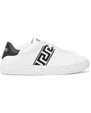 Versace Greca Sneaker Aus Besticktem Nylon - Weiß
