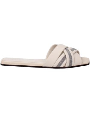 Brunello Cucinelli Hausschuhe und Hufe Frauen Leder Beige - Natur