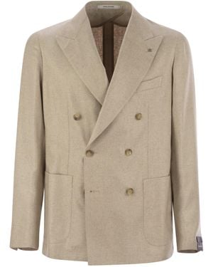 Tagliatore Double Breasted Silk Jacket - Natural