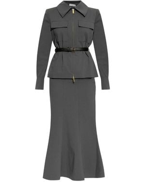 Self-Portrait Self Portrait Twill Midi Dress - Grey