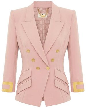 Elisabetta Franchi Jas Met Juweellogo - Roze