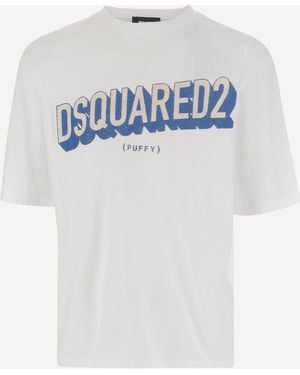 DSquared² Baumwoll -T -Shirt mit Logo - Blau