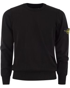 Stone Island Crew Neck Cotton Jumper - Zwart